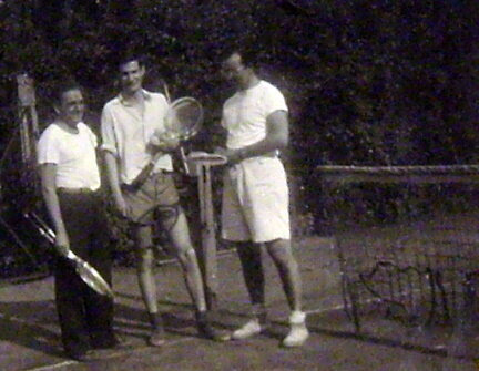 1945 or 1946: Jackson staff on “his” Nuremberg tennis court.