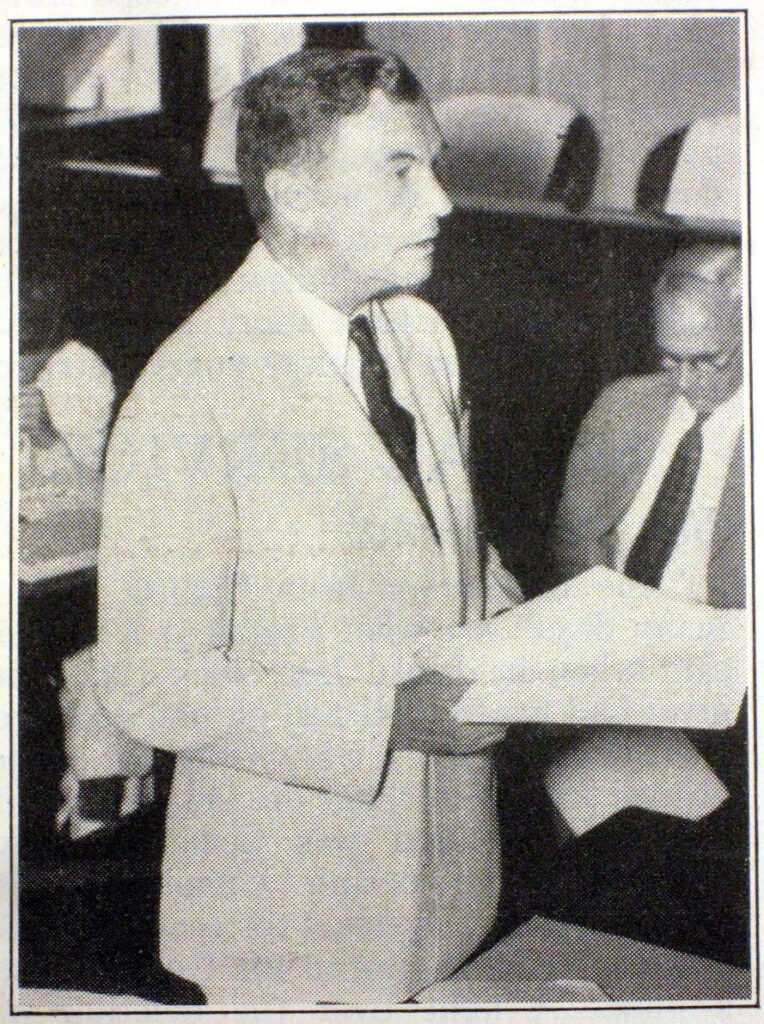 August 1935: Robert H. Jackson testifying before the U.S. Senate Finance Committee(International news service photograph)  