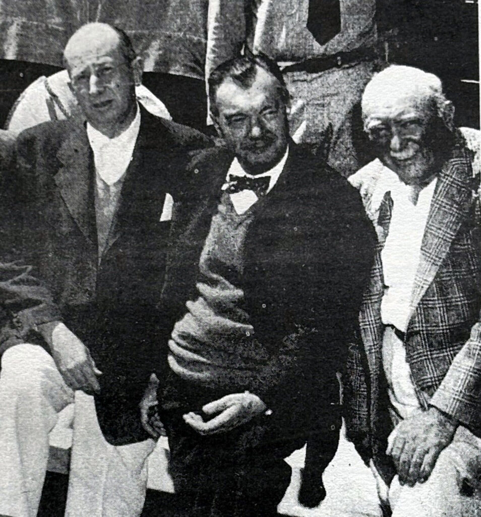 July 1948, Rochester, NY: Don Dailey, Bob Jackson, and Louis Wehle,about to head out on a fishing trip on Wehle’s cabin cruiser, Jenny III.